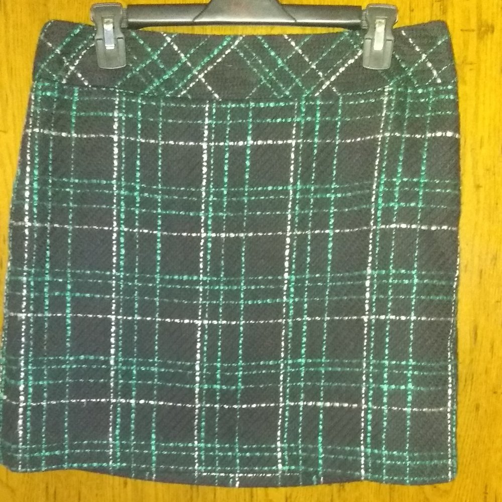 Green and black plaid skirt